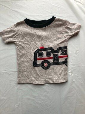 18-Months Carter's Gray Shirt with Fire truck; Short sleeves; Great for spring!